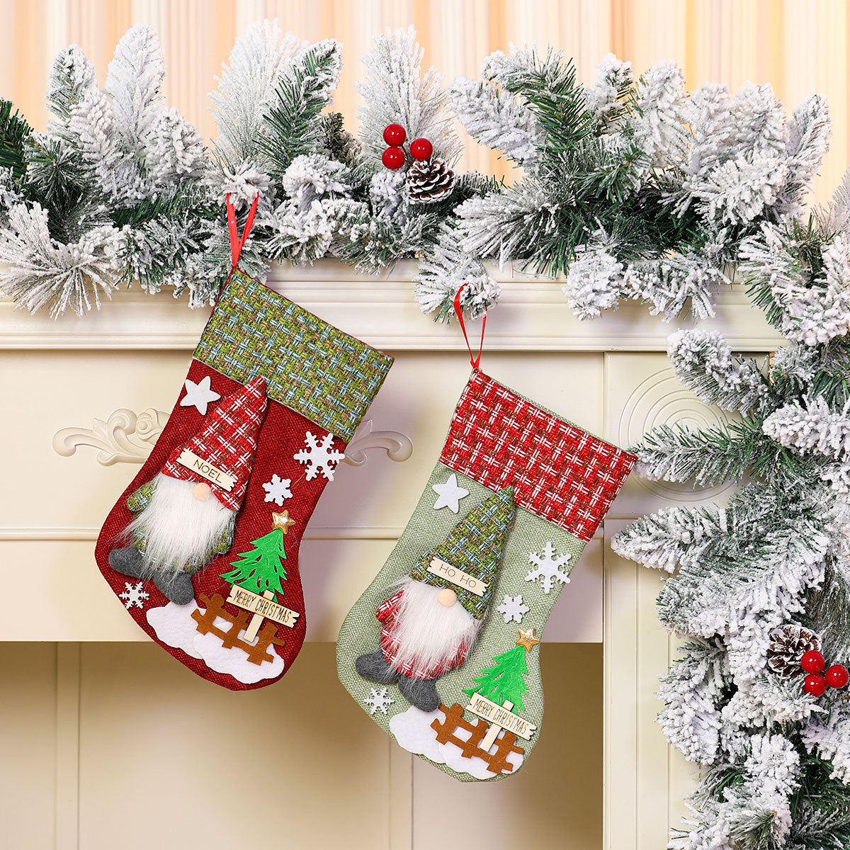Decorative Holiday Gnome Stocking Yeouu