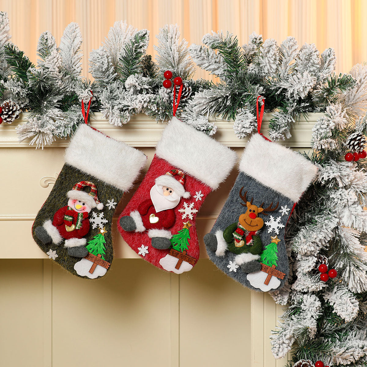 Christmas Stocking with Festive Motif Yeouu