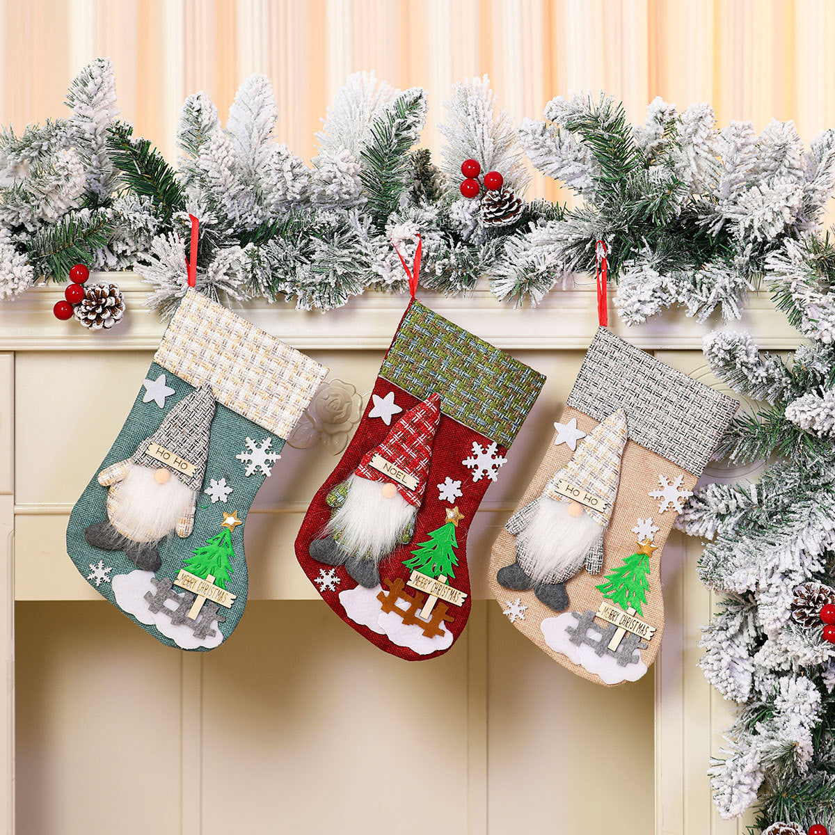 Decorative Holiday Gnome Stocking Yeouu