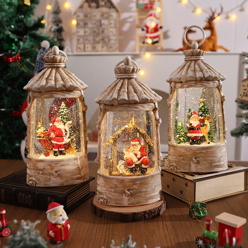 Illuminated Christmas lantern with snow scenes Yeouu
