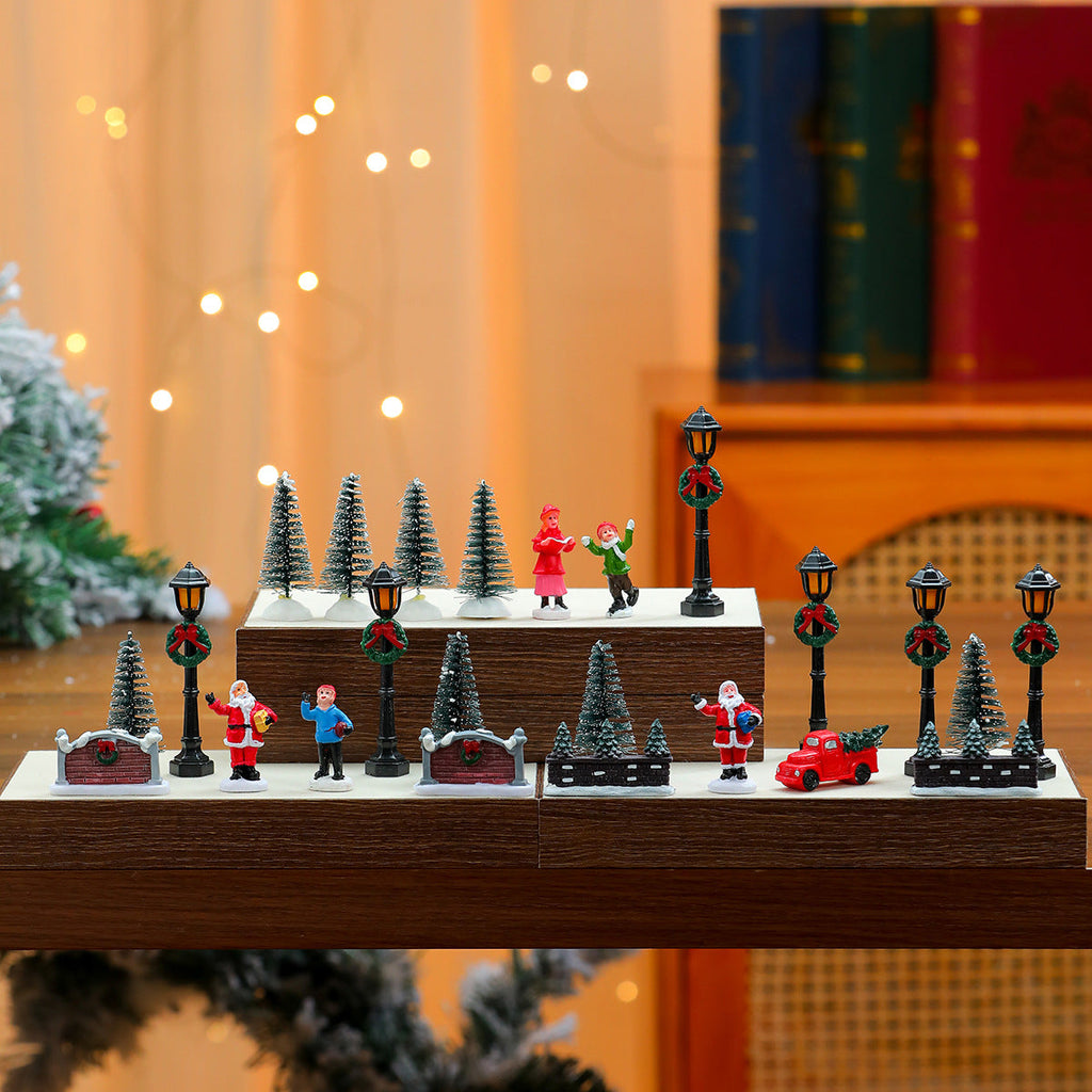 Miniature Christmas Scene Figurine Set Yeouu