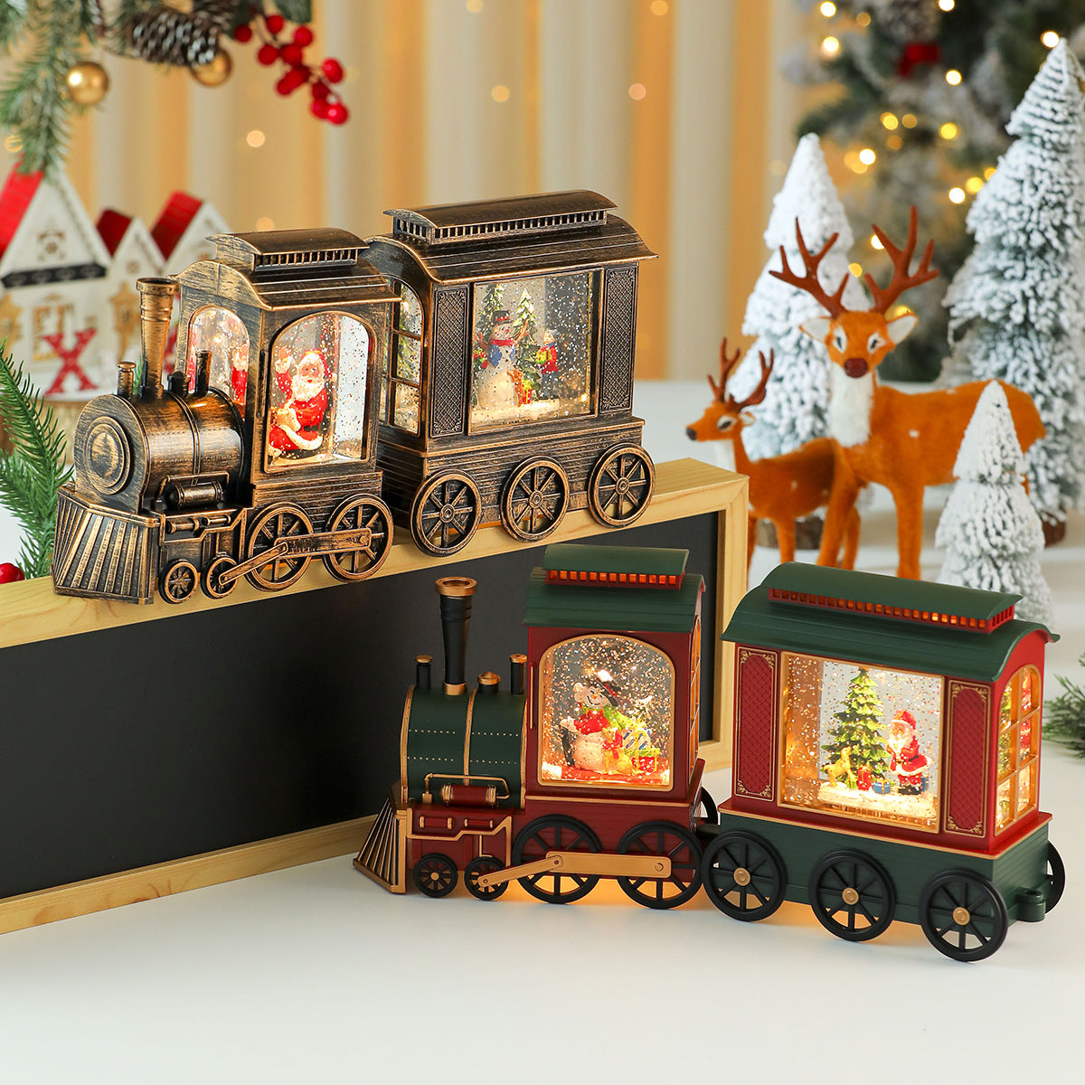 Decorative LED Christmas Train Figurine Yeouu