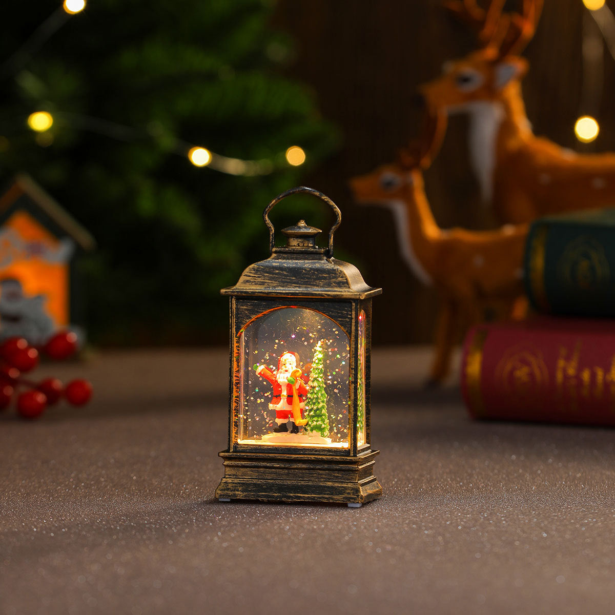 Nostalgic Snowman Lantern with Glitter Effects Yeouu