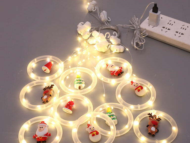 Yeouu | Christmas Circle Doll Hanging Decoration 10 LED USB String Lights