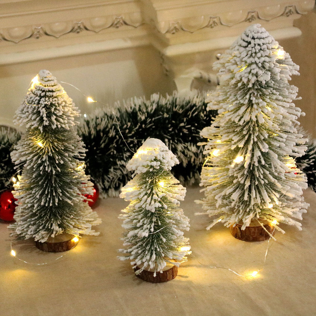Miniature Snow-Covered Christmas Tree Decoration Yeouu