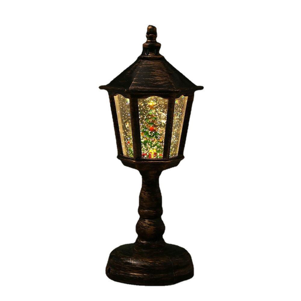 Nostalgic Christmas lantern with moving Santa scene Yeouu