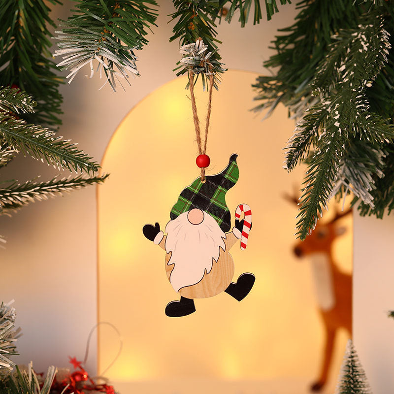 Wooden Christmas Gnome Ornament Yeouu