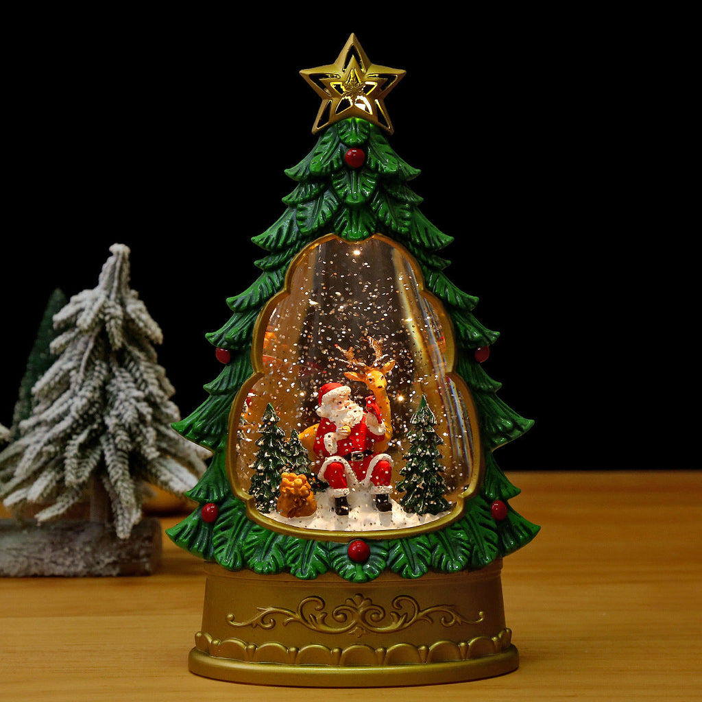 Illuminated Christmas lantern with snow and Christmas motif Yeouu