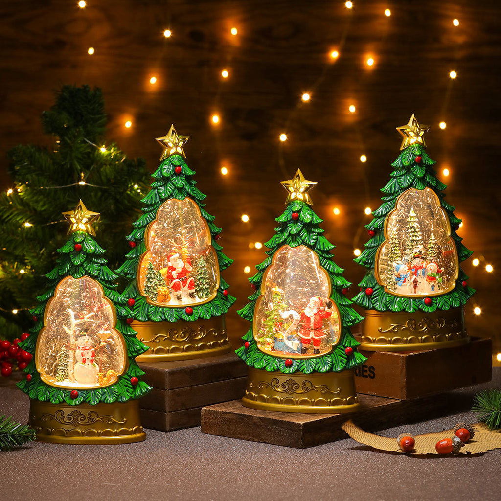 LED Christmas Tree Snow Globe Decoration Yeouu