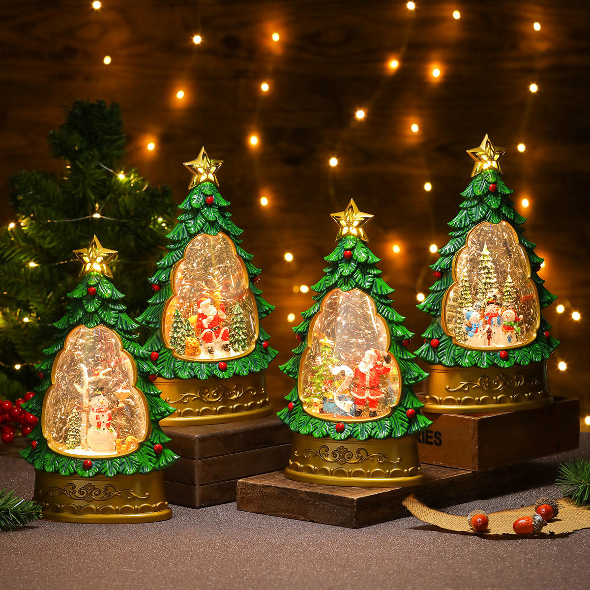 LED Christmas Tree Snow Globe Decoration Yeouu