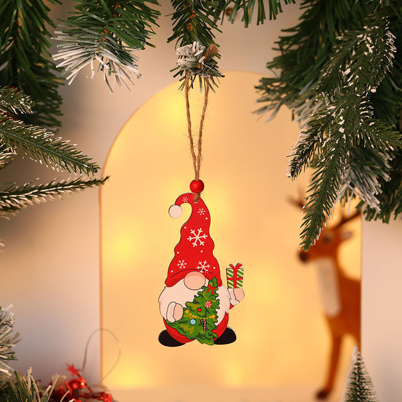 Wooden Christmas Gnome Ornament Yeouu