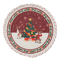 Braided round Christmas tree skirt made of cotton with quilted winter motif Yeouu