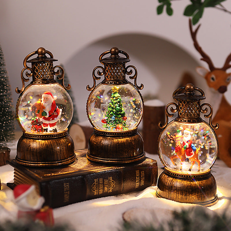 Nostalgic Christmas lantern with movable snowman scene Yeouu