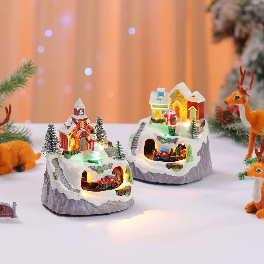 Decorative Light-Up Christmas Village Display Yeouu