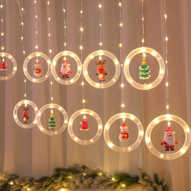 Yeouu | Christmas Circle Doll Hanging Decoration 10 LED USB String Lights