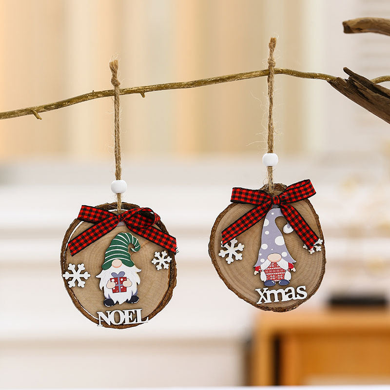 Wooden Holiday Gnome Ornament Yeouu