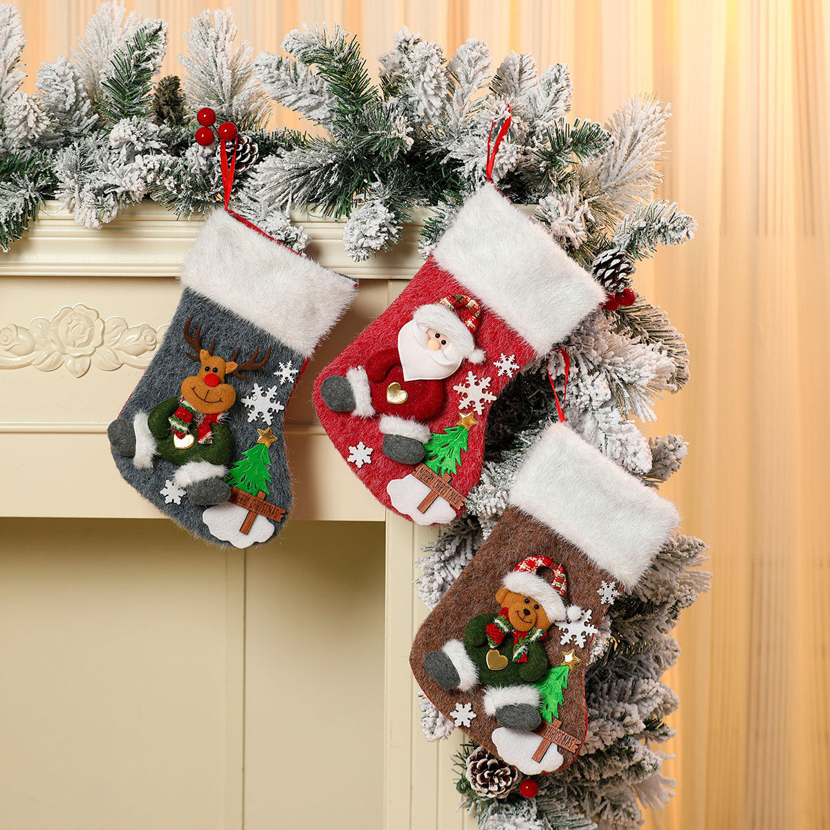 Christmas Stocking with Festive Motif Yeouu