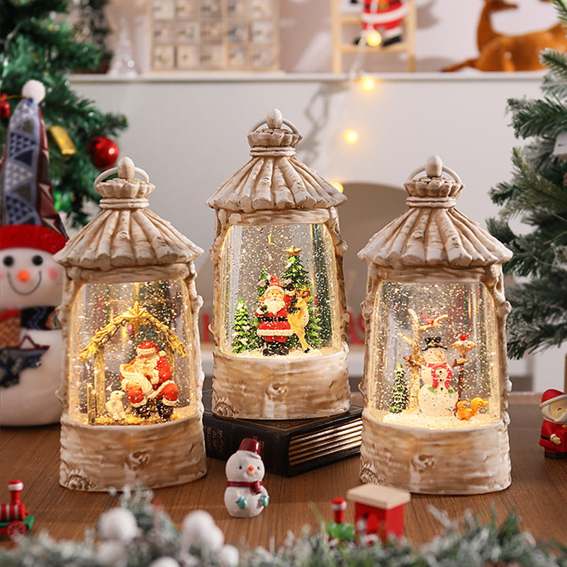 Illuminated Christmas lantern with snow scenes Yeouu