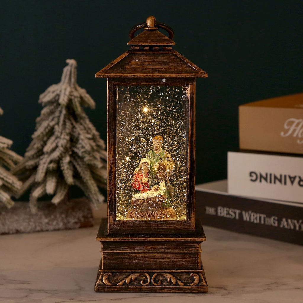 Vintage Christmas lantern with snowman and LED lighting Yeouu