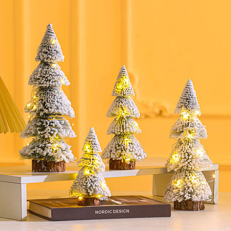 Illuminated Mini Frosted Christmas Tree Decoration Yeouu