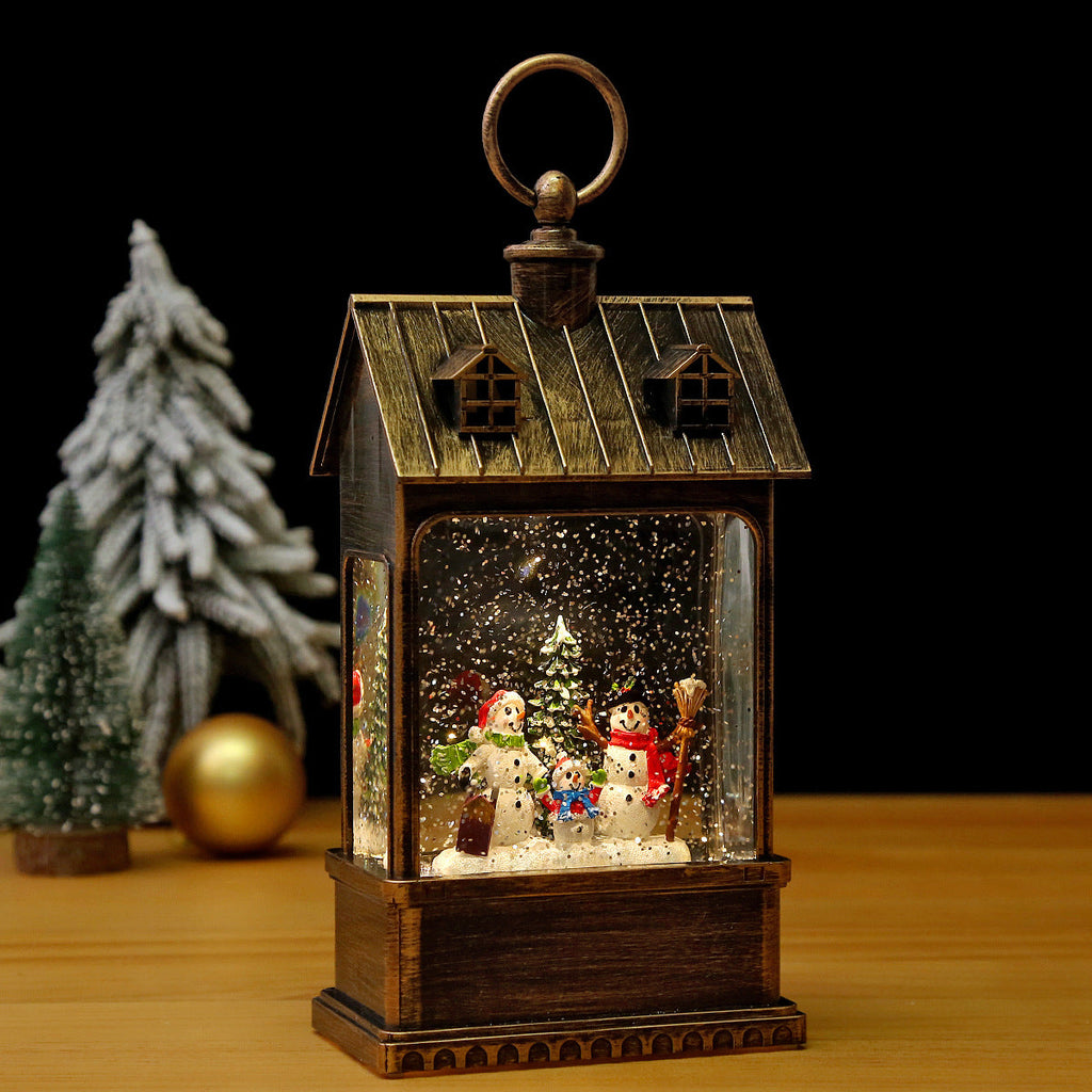 Nostalgic Christmas lantern with movable large Santa Claus Yeouu