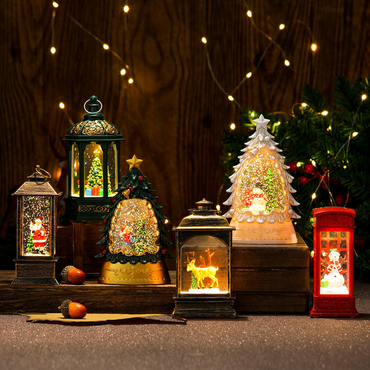 Decorative Light-Up Christmas Telephone Box Yeouu