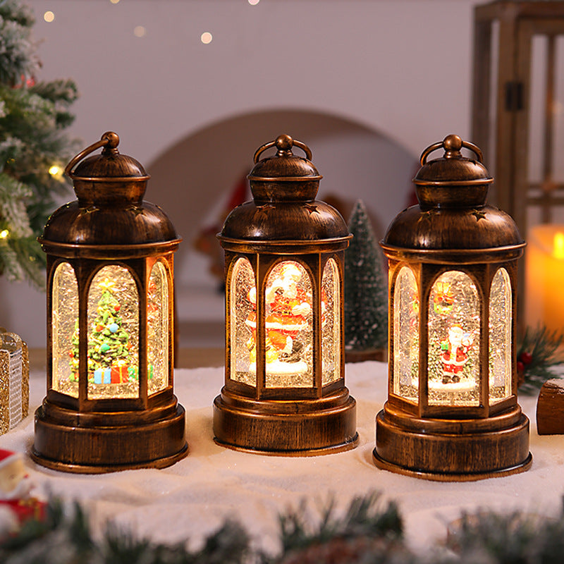 Illuminated Christmas lantern with Santa Claus scene Yeouu
