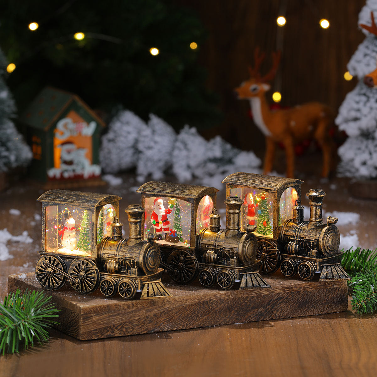 Christmas-Themed LED Light-Up Train Decoration Yeouu