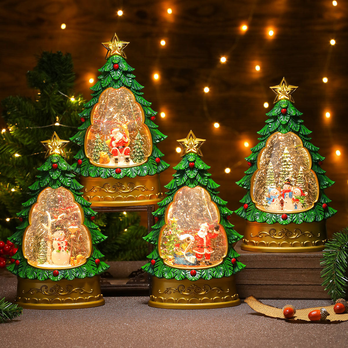 LED Christmas Tree Snow Globe Decoration Yeouu