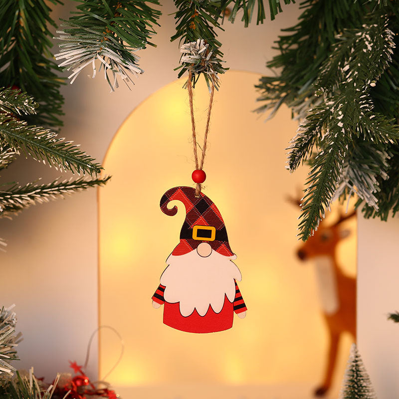 Wooden Christmas Gnome Ornament Yeouu