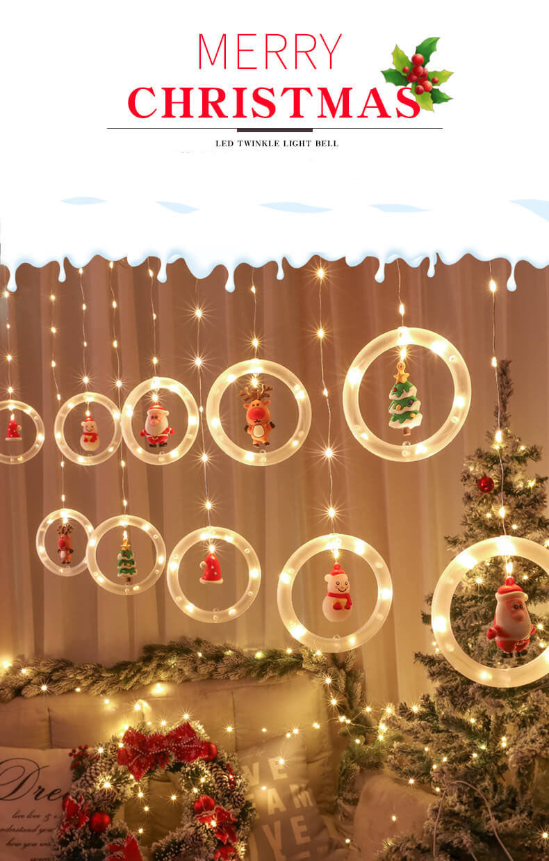 Yeouu | Christmas Circle Doll Hanging Decoration 10 LED USB String Lights