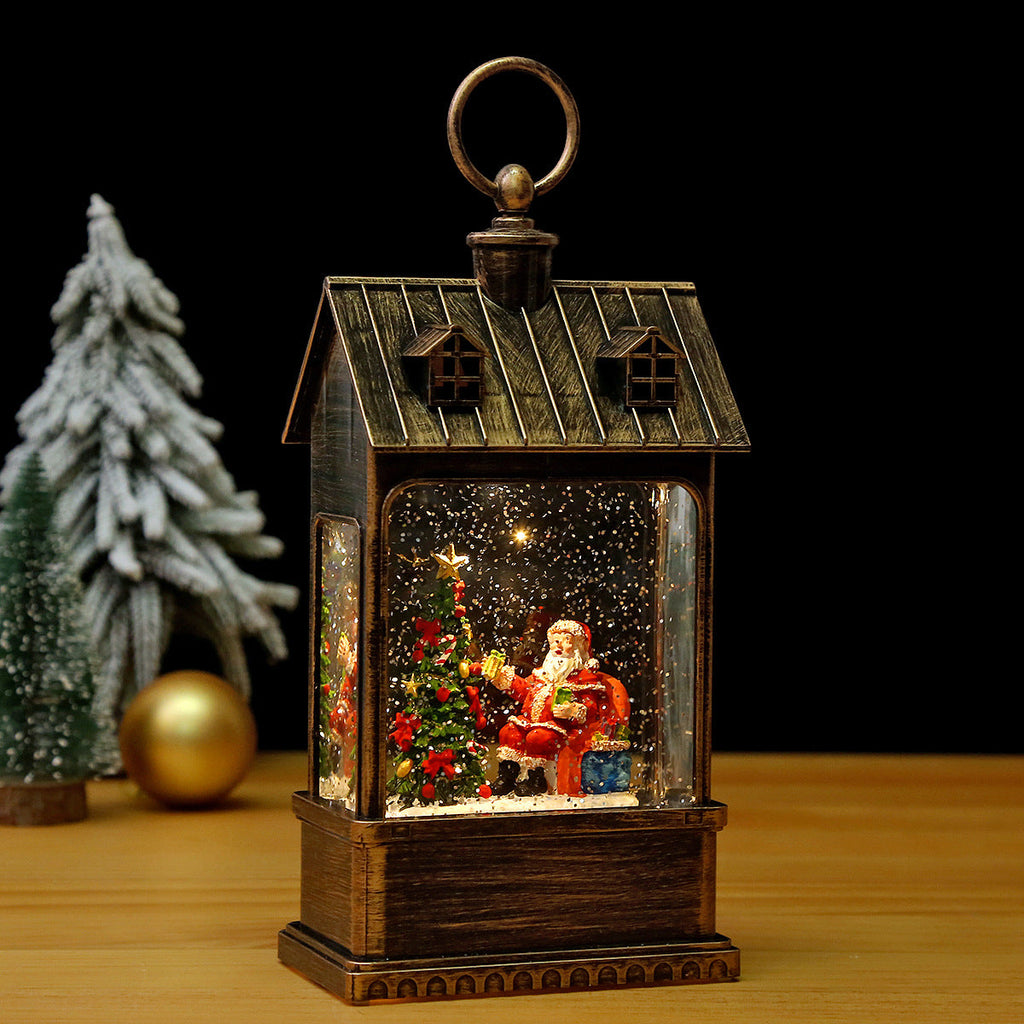 Nostalgic Christmas lantern with movable large Santa Claus Yeouu