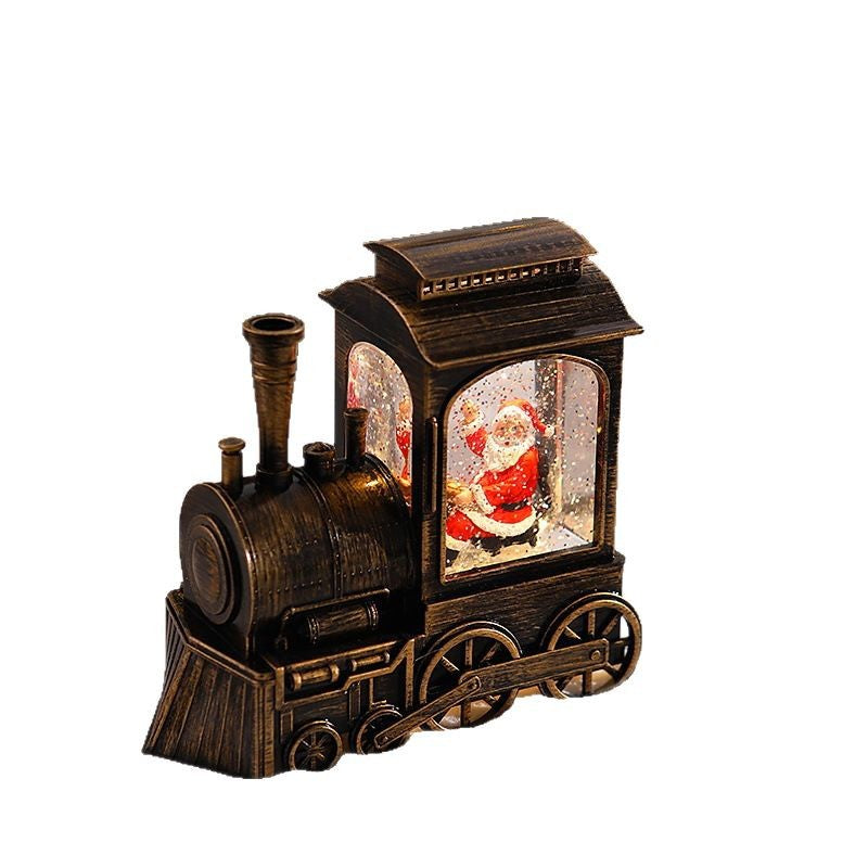 Nostalgic Christmas Train Lantern with Moving Santa Yeouu
