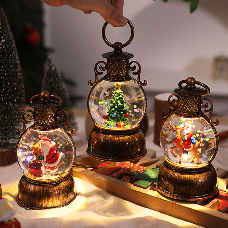Nostalgic Christmas lantern with movable snowman scene Yeouu