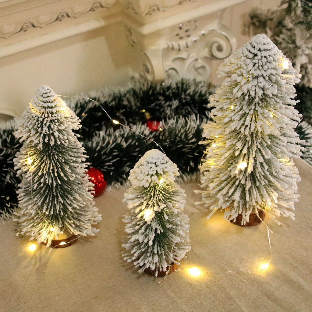Miniature Snow-Covered Christmas Tree Decoration Yeouu