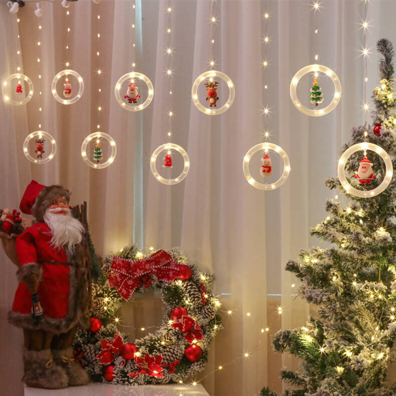Yeouu | Christmas Circle Doll Hanging Decoration 10 LED USB String Lights