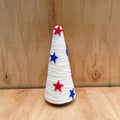 Unisex decorative table top Christmas tree made of felt and knitted structure with star appliqués Yeouu