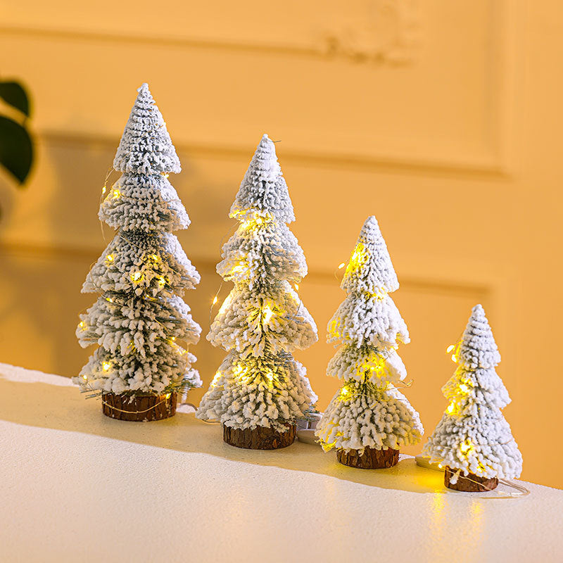 Illuminated Mini Frosted Christmas Tree Decoration Yeouu