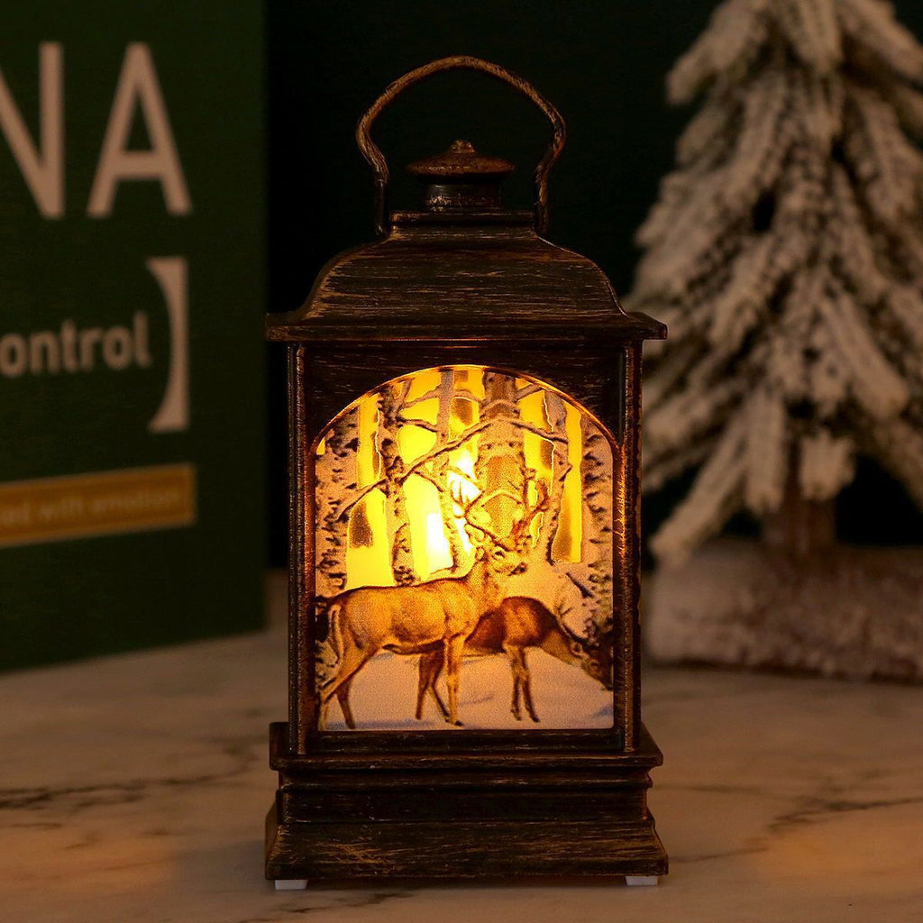 Nostalgic LED Christmas lantern with movable Santa motif Yeouu