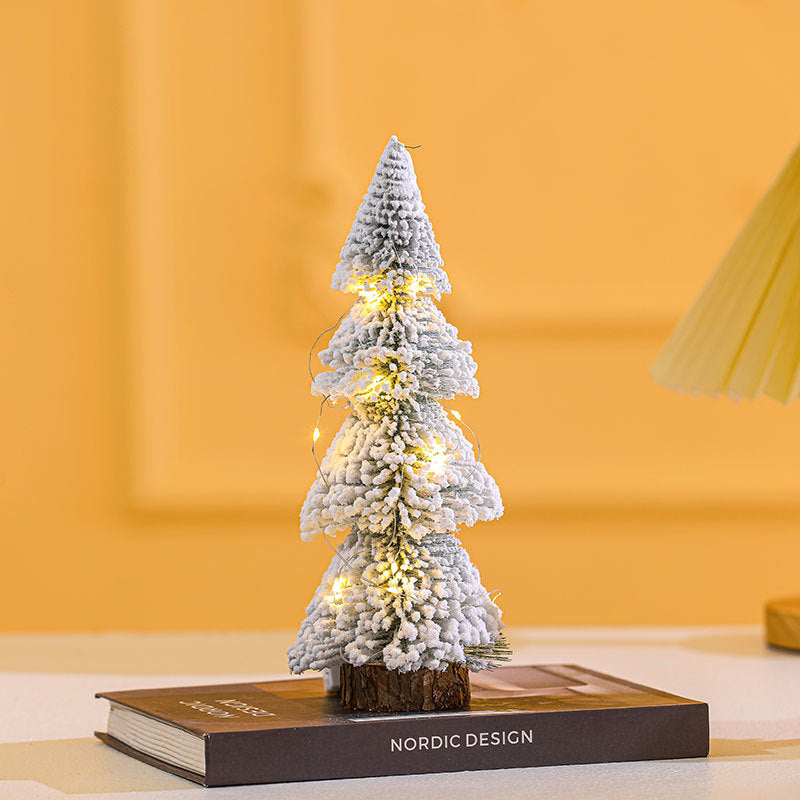 Illuminated Mini Frosted Christmas Tree Decoration Yeouu