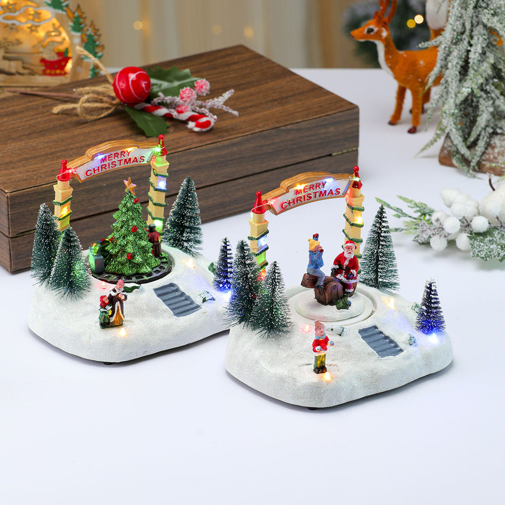 LED Light-Up Christmas Village Figurine Yeouu