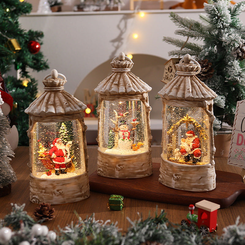 Illuminated Christmas lantern with snow scenes Yeouu