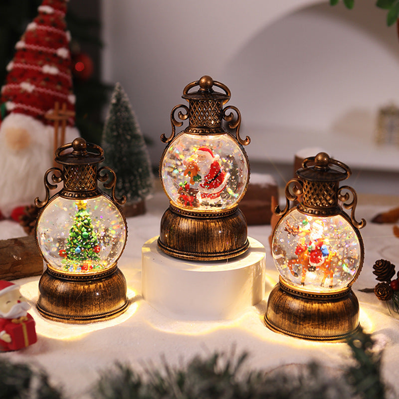 Nostalgic Christmas lantern with movable snowman scene Yeouu