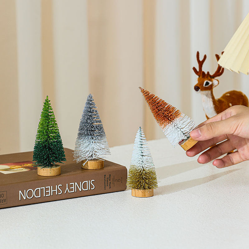 Miniature Christmas Tree Figurines Set Yeouu