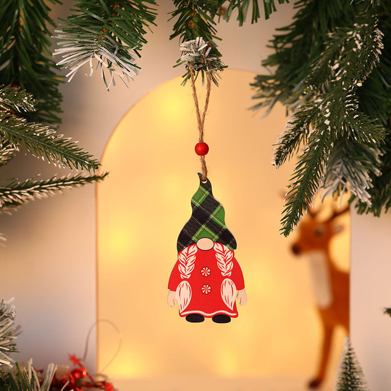 Wooden Christmas Gnome Ornament Yeouu