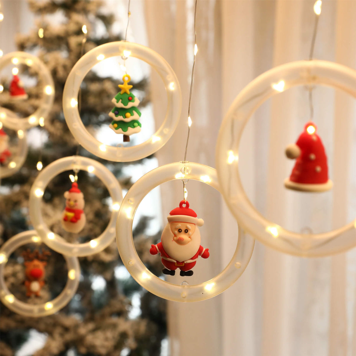 Yeouu | Christmas Circle Doll Hanging Decoration 10 LED USB String Lights