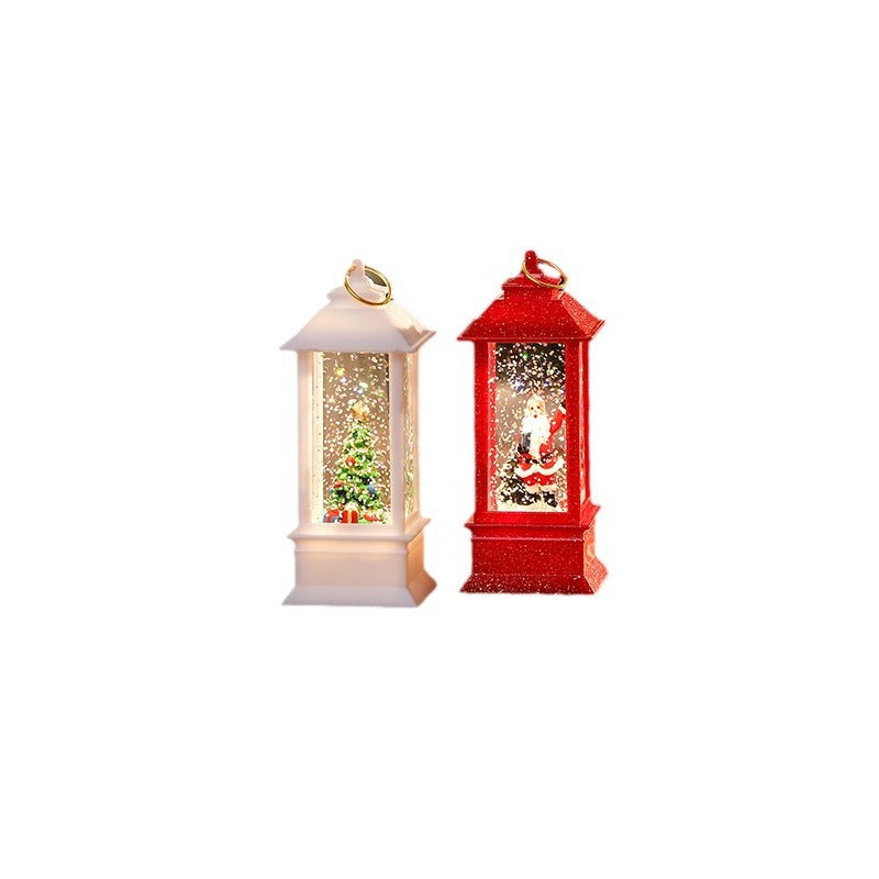 Illuminated Christmas lantern with glittering snowman scene Yeouu