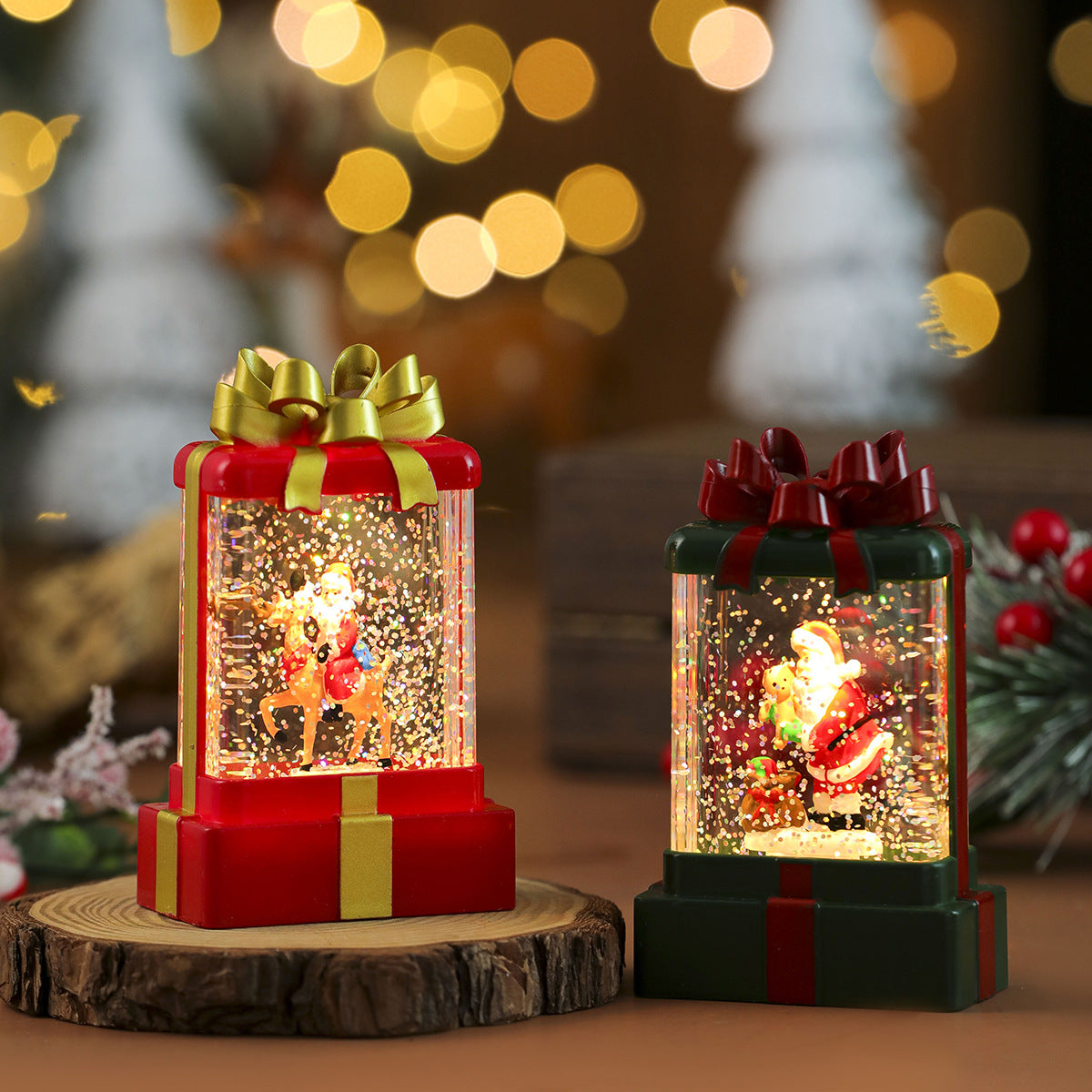 LED Snow Globe Santa Decoration Yeouu