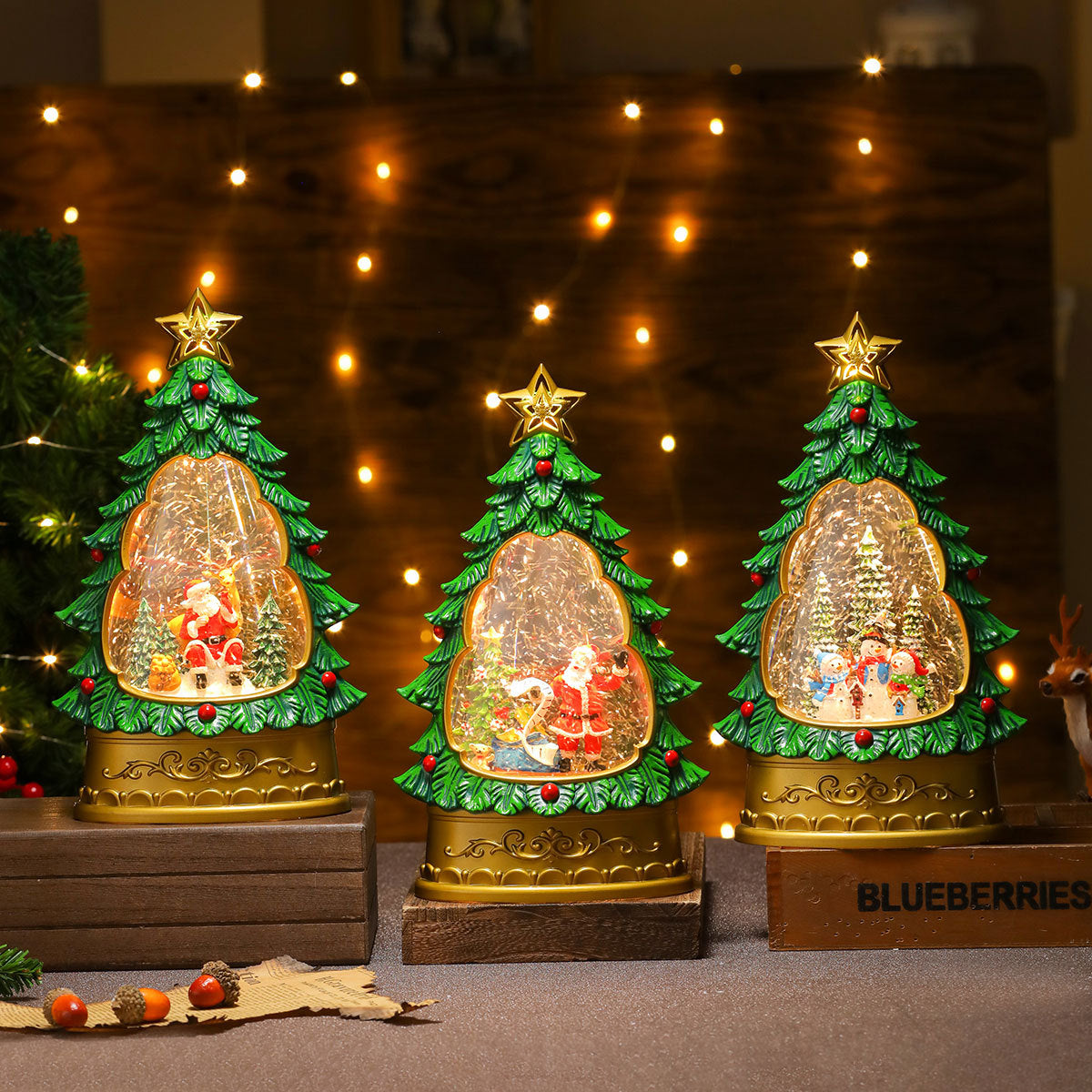 LED Christmas Tree Snow Globe Decoration Yeouu