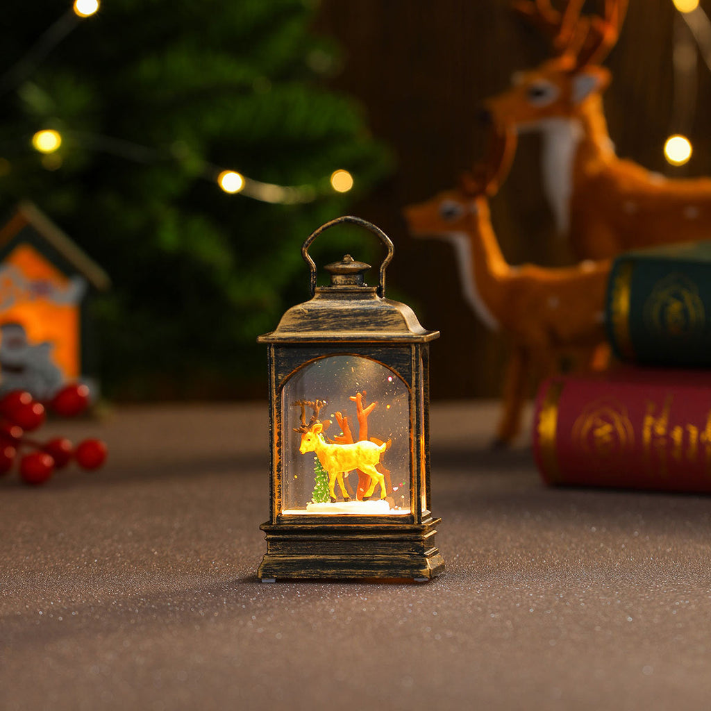 Nostalgic Snowman Lantern with Glitter Effects Yeouu